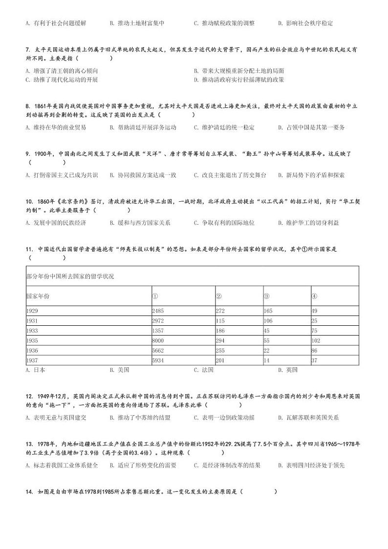 2024～2025学年山东聊城高三上学期期中历史试卷(教学质量检测)[原题+解析版]第2页