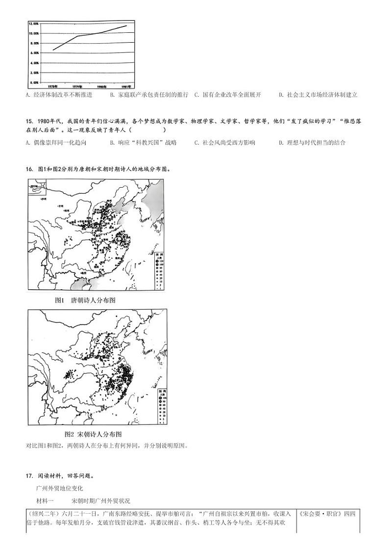 2024～2025学年山东聊城高三上学期期中历史试卷(教学质量检测)[原题+解析版]第3页
