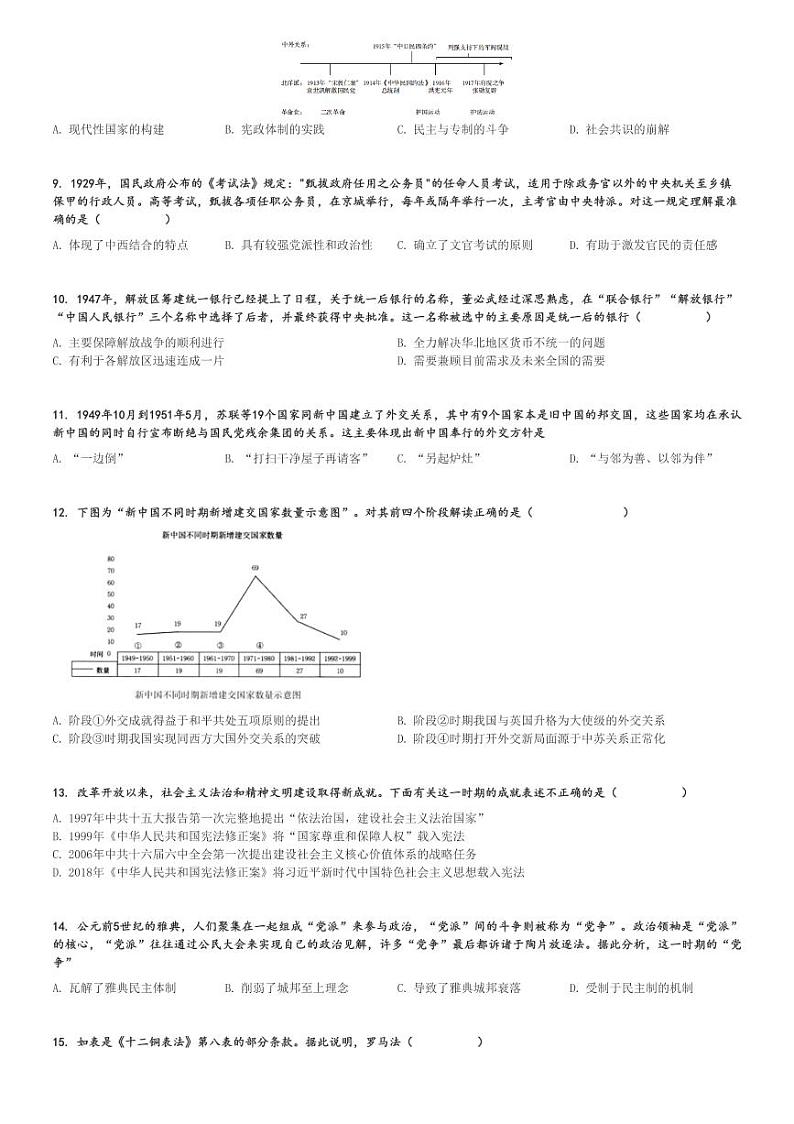2024～2025学年广东深圳盐田区盐田高级中学高二上学期期中历史试卷[原题+解析版]第2页