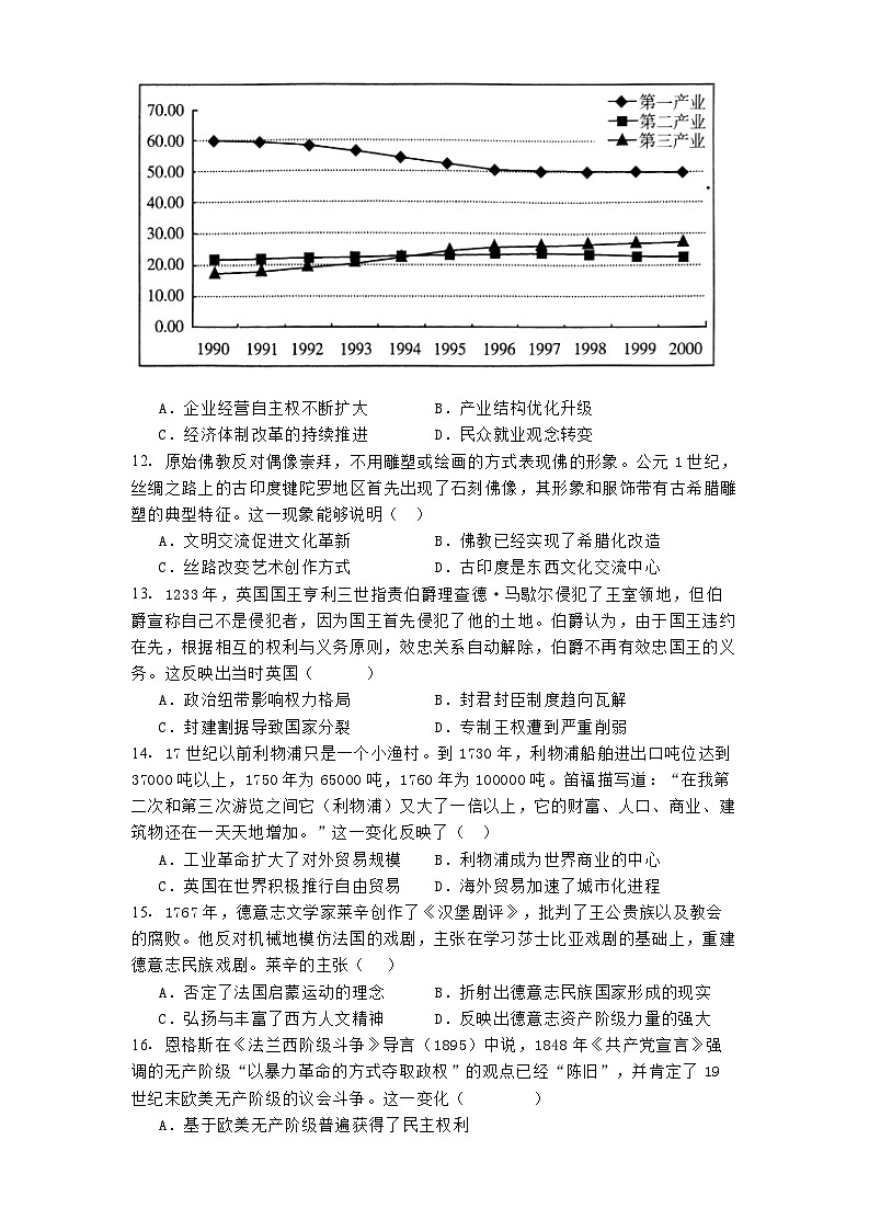 辽宁省锦州市渤海大学附属高级中学2024-2025学年高三上学期第二次月考历史试题03