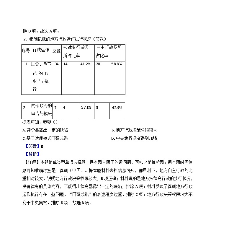重庆市第四十九中学校2024-2025学年高三上学期第一学月考试历史试题（解析版）第2页