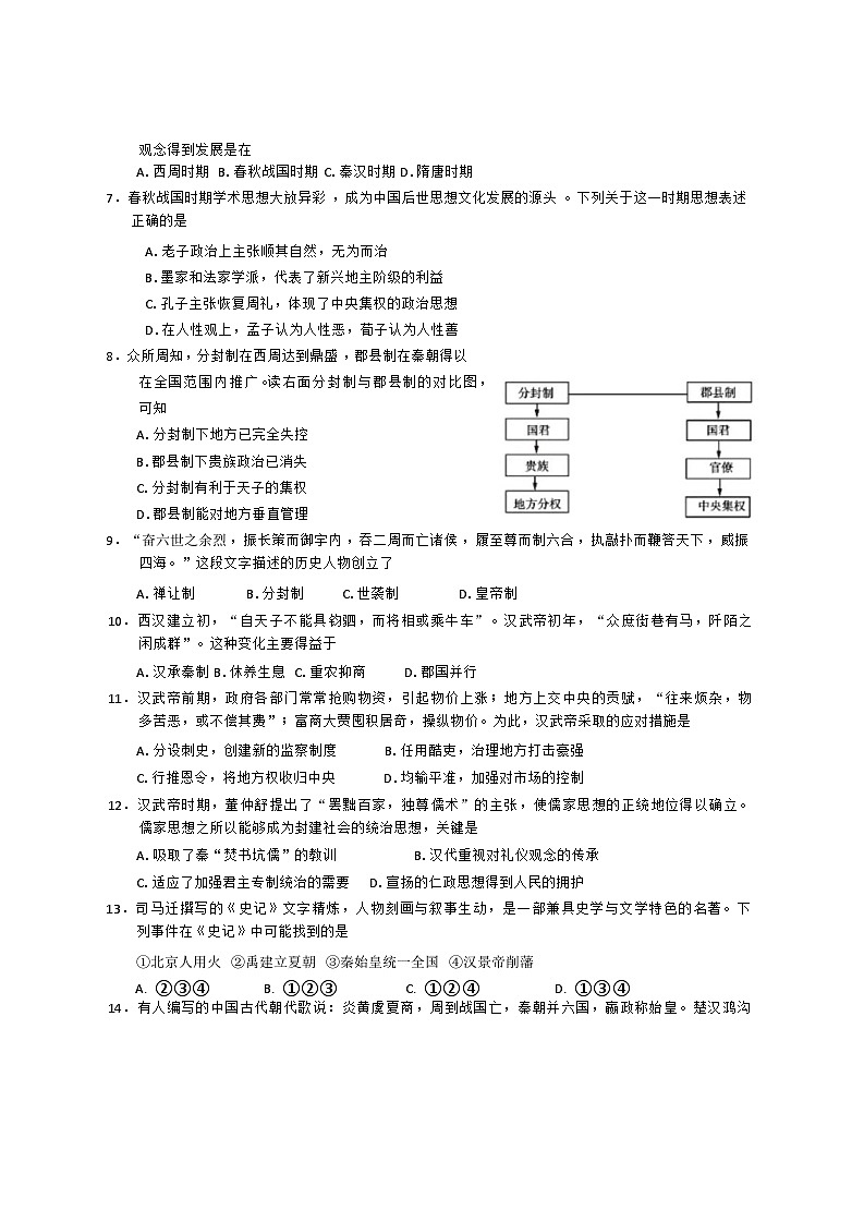 浙江省丽水市“五校高中发展共同体”2024-2025学年高一上学期10月联考历史试题第2页