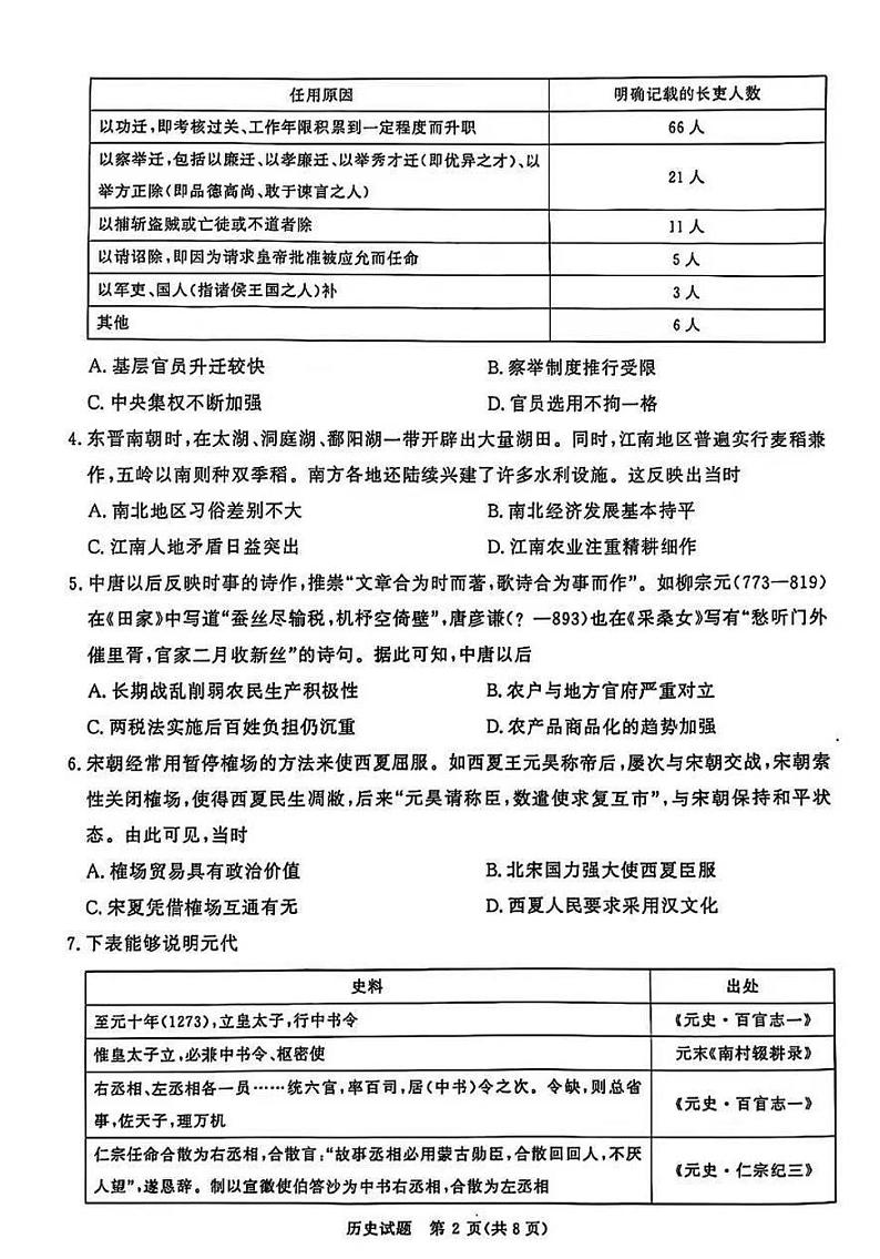 2025届普通高等学校招生全国统一考试大联考(高三)历史第2页