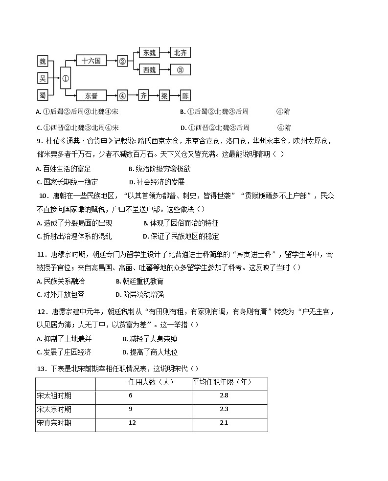 浙江省台州市山海协作体2024-2025学年高一上学期期中联考历史试题03