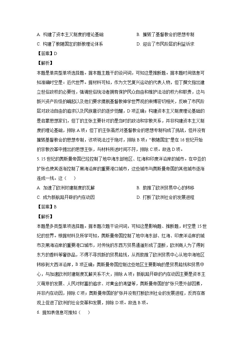河南省驻马店市经济开发区2024-2025学年高三上学期10月月考历史试卷（解析版）第3页