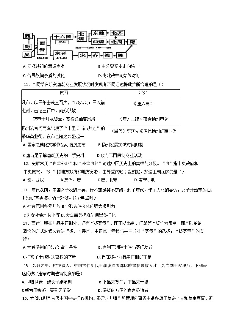 广东省广州市第一中学2024-2025学年高一上学期期中考试历史试题03