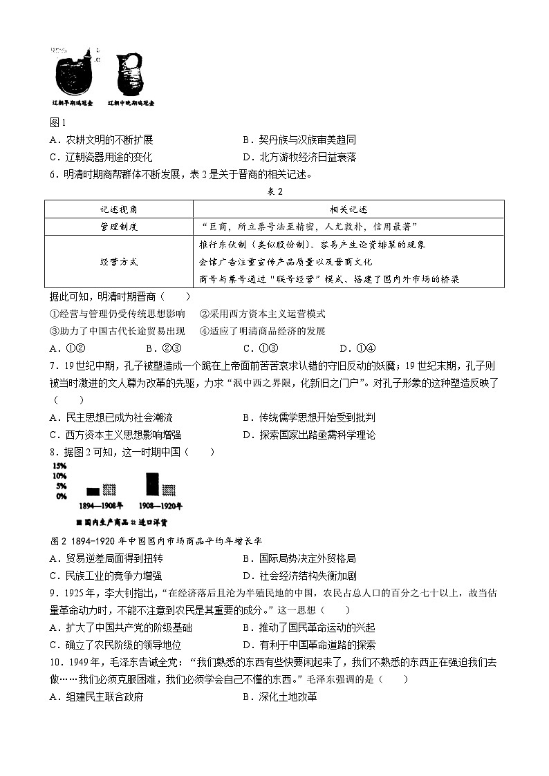 2025届吉林省长春市高三上学期质量监测(一)历史试卷第2页