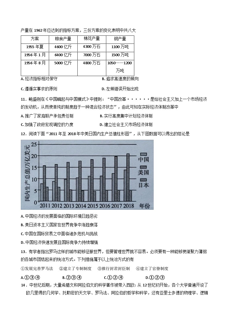 湖北省新高考协作体2024-2025学年高三上学期11月期中联考历史试卷（Word版附答案）第3页