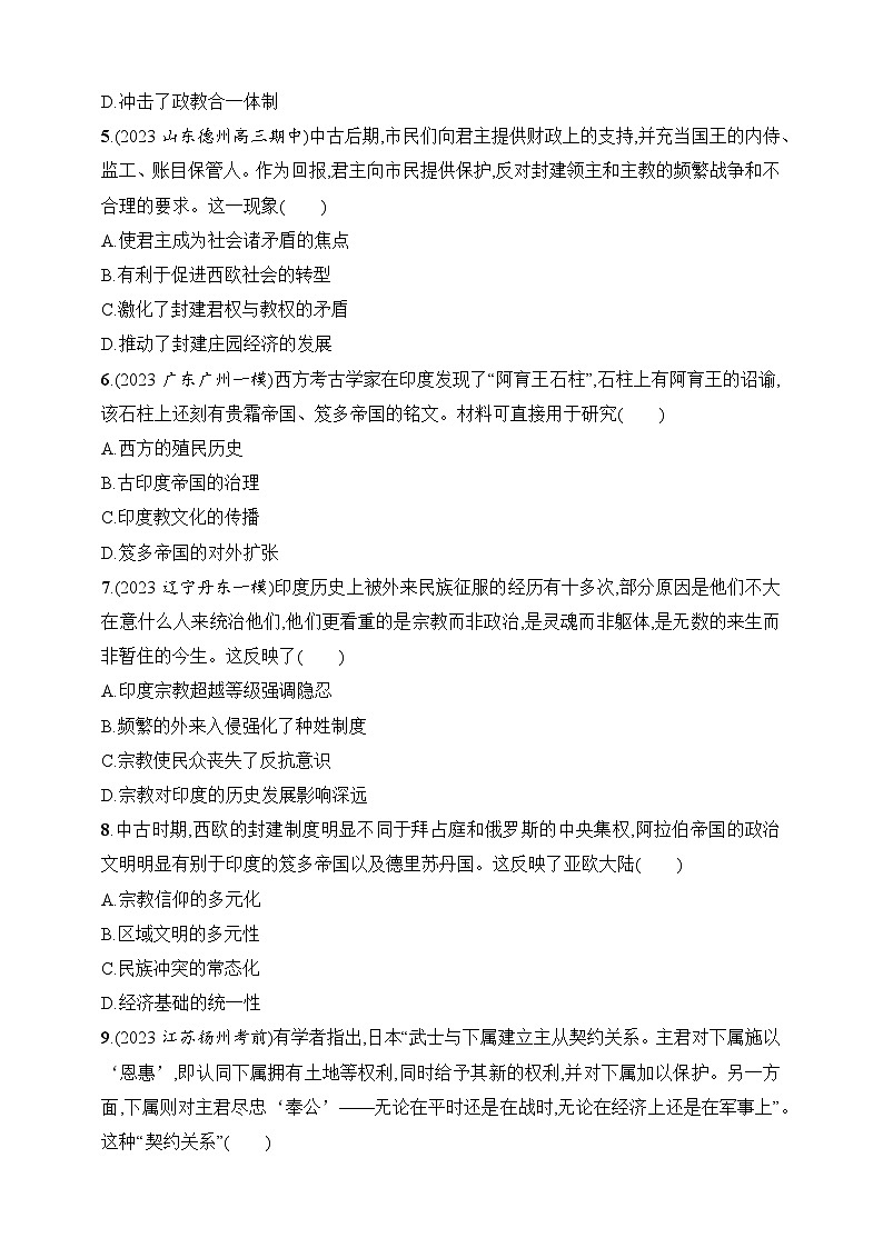 2025人教版新教材历史高考第一轮基础练--第28讲　中古时期的亚洲、非洲和美洲（含答案）第2页