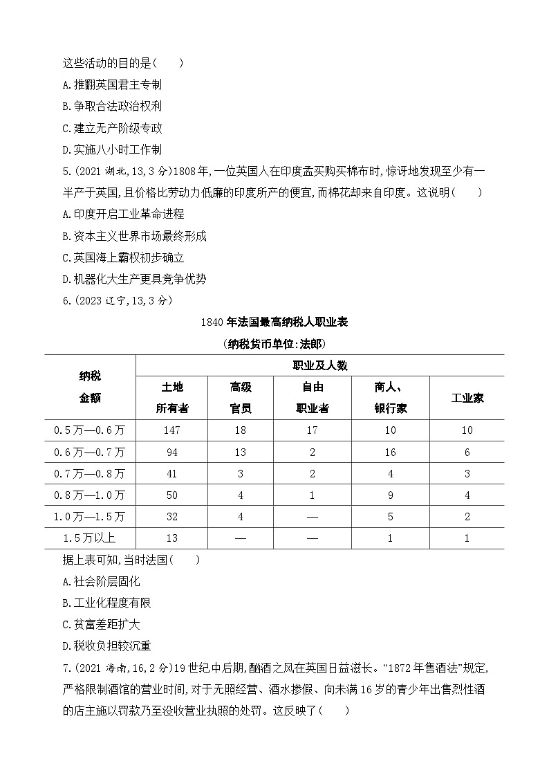 2025新教材历史高考第一轮基础练习--第十单元工业革命与马克思主义的诞生世界殖民体系与亚非拉民族独立运动（含答案）第2页