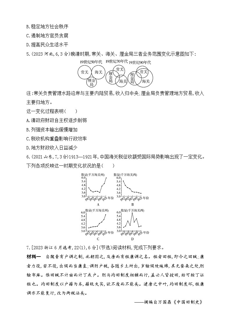 2025新教材历史高考第一轮基础练习--第十五单元货币与赋税制度基层治理与社会保障（含答案）第2页