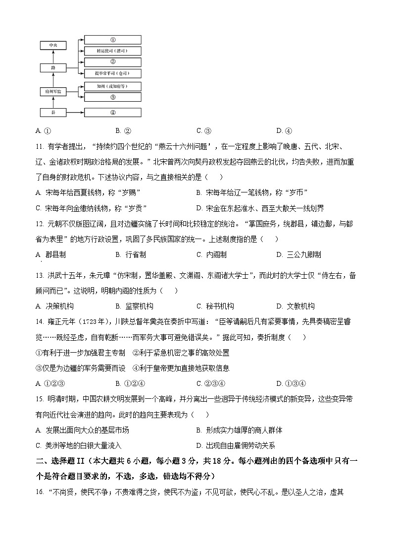 浙江省七彩阳光新高考研究联盟2024-2025学年高一上学期期中考试历史试题无答案第3页