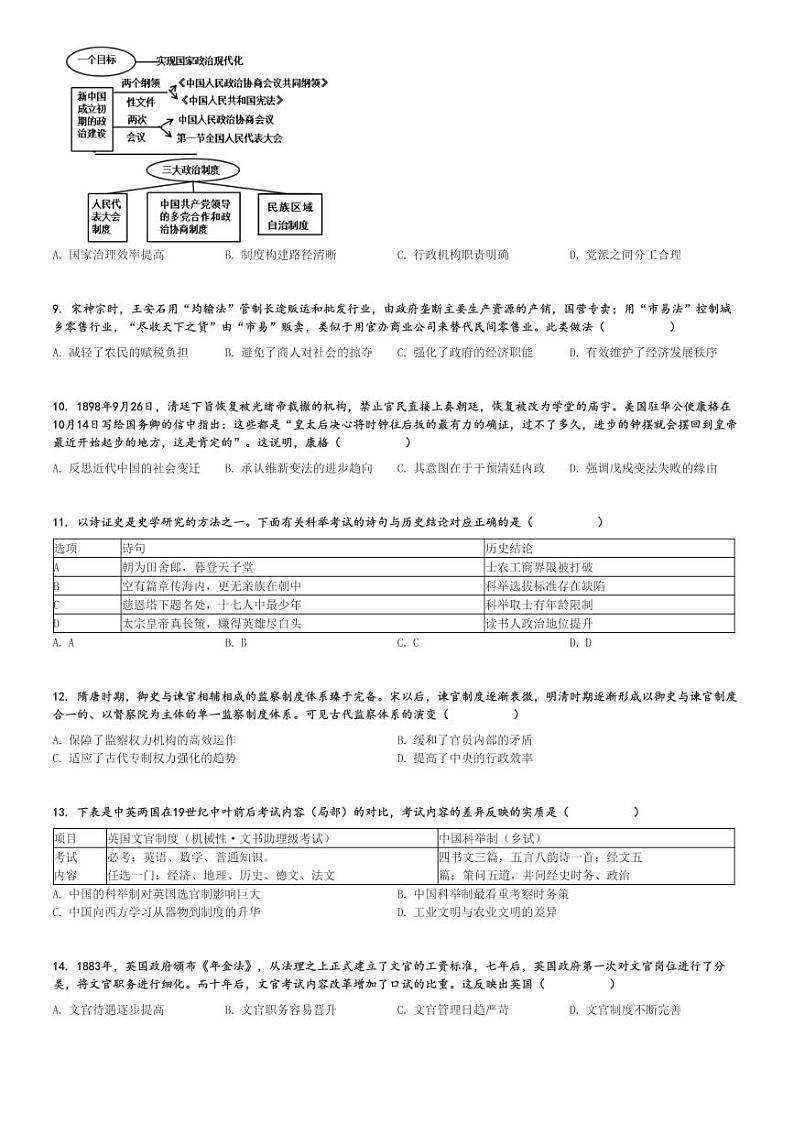 2024～2025学年四川达州高二(上)期中历史试卷(铁路中学)[原题+解析]第2页