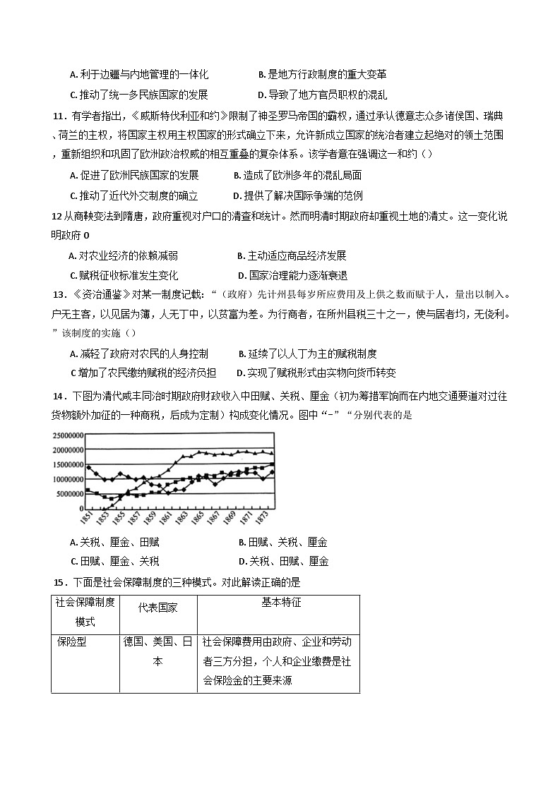 山东省济南第一中学2024-2025学年高二上学期期中考试历史试题(含解析)第3页