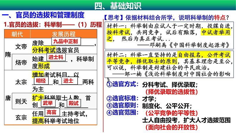 第7课 隋唐制度的变化与创新一轮复习 课件2025届高三统编版（2019）历史必修 中外历史纲要（上）第8页