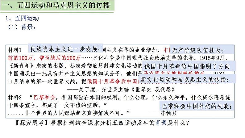 第18讲 五四运动与中国共产党的诞生  课件-2025届高三统编版（2019）必修中外历史纲要上一轮复习第6页