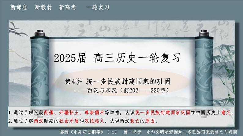 第4讲 统一多民族封建国家的巩固——西汉与东汉 高考历史一轮复习课件--2025届高三历史一轮复习第1页