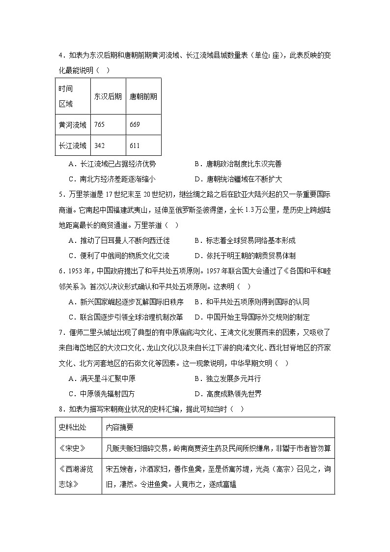 2025泉州五校高三上学期11月期中联考试题历史含解析第2页