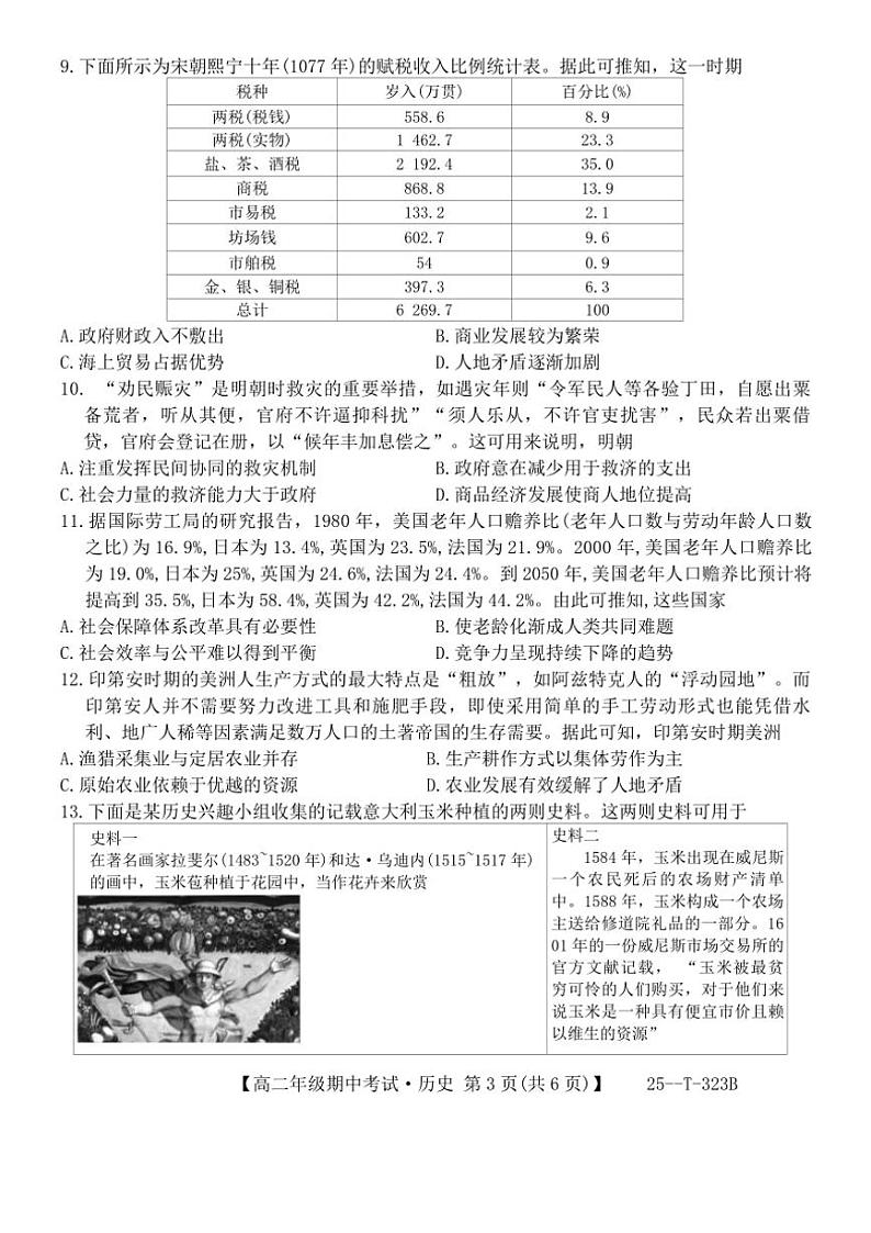 陕西省榆林市第十二中学2024～2025学年高二(上)期中历史试卷(无答案)第3页
