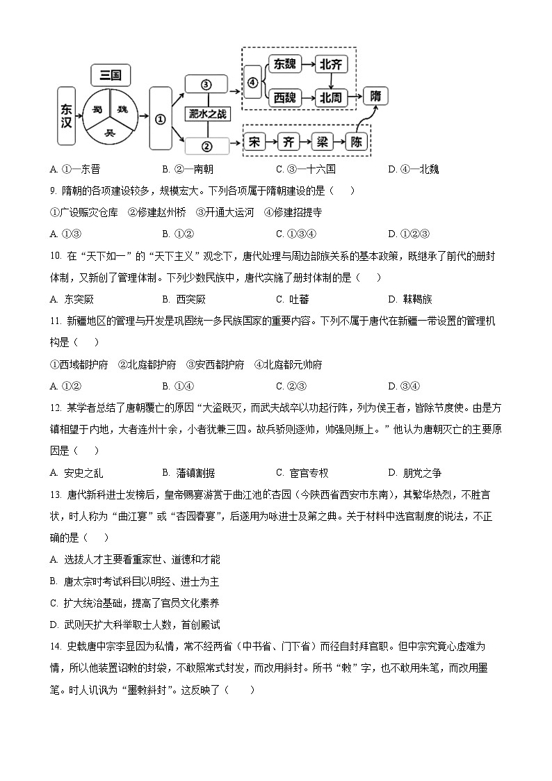 浙江省绍兴会稽联盟2024-2025学年高一上学期期中联考历史试题 Word版无答案第3页
