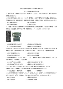 湖南省常德市汉寿县第一中学2024-2025学年高一上学期期中考试历史试题(含解析)