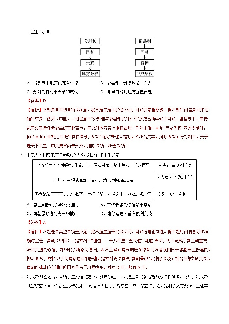 高一历史第三次月考卷01（全解全析）（统编版）第2页