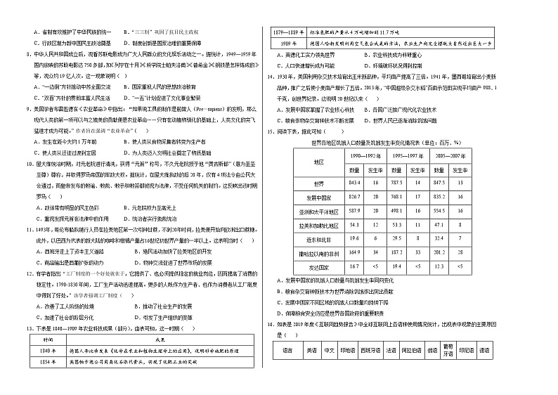 高二历史第三次月考卷02（考试版A3）【测试范围：选必1+选必2第1~6课】（新高考通用）第2页