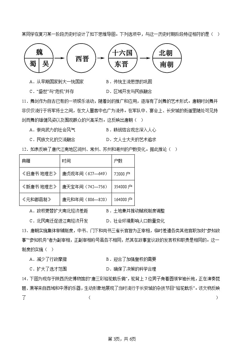 江苏省如皋中学2024-2025高一上学期综合练习二（期中模拟）历史试题原卷版第3页
