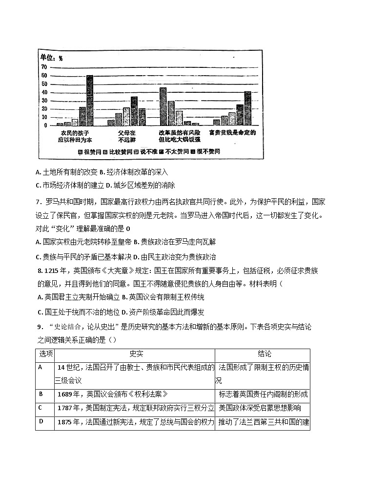 天津市滨海新区田家炳中学2024-2025学年高二上学期期中考试历史试题第2页