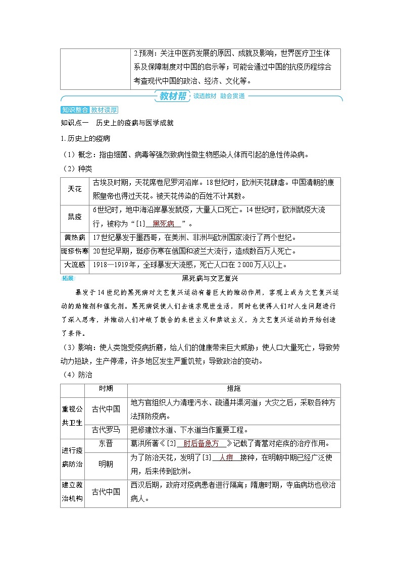 备战2025年高考历史精品教案第60讲医疗与公共卫生（Word版附解析）第2页