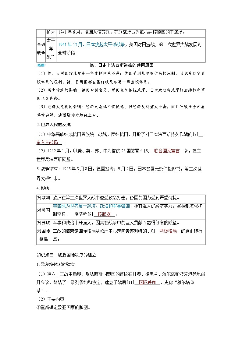 备战2025年高考历史精品教案第33讲第二次世界大战与战后国际秩序的形成（Word版附解析）第3页