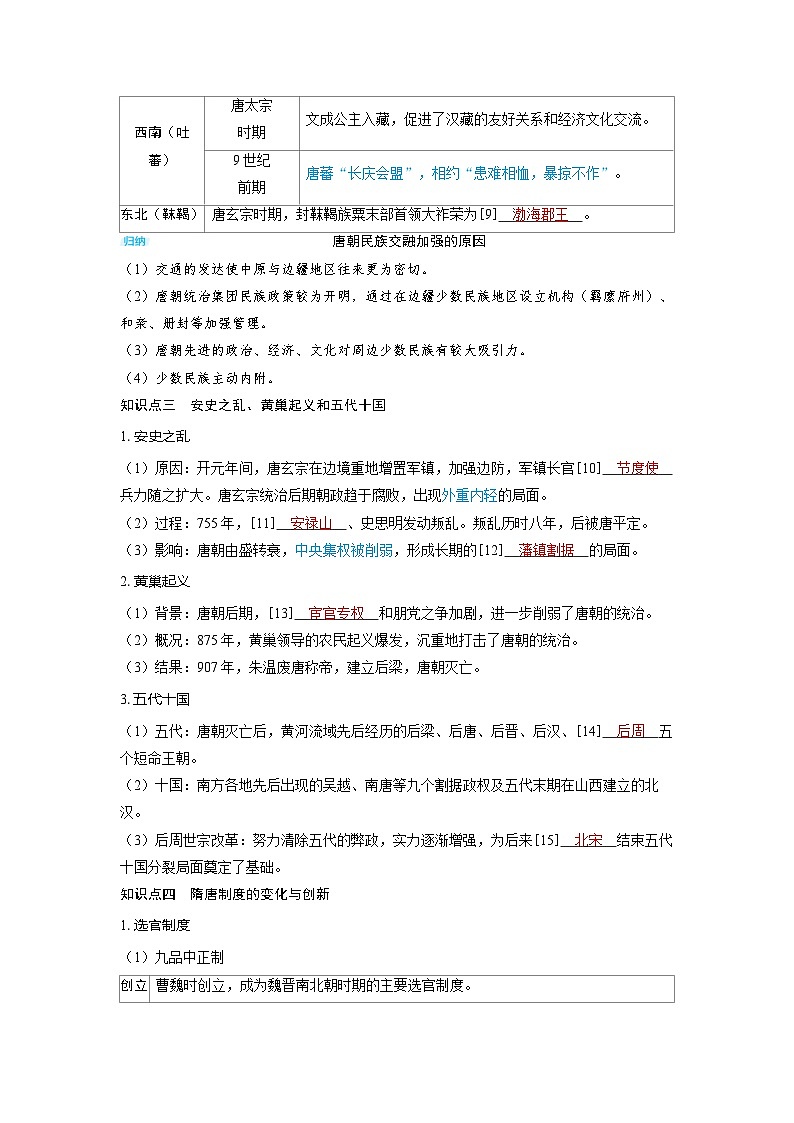 备战2025年高考历史精品教案第6讲隋唐盛衰及其制度上的重要建树（Word版附解析）第3页
