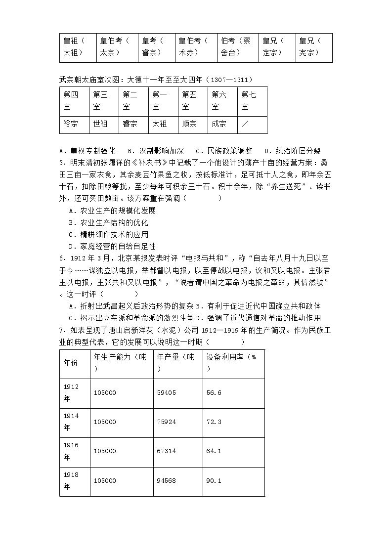 湖南省长沙市第一中学2024-2025学年高三上学期月考卷（三）历史试题第2页