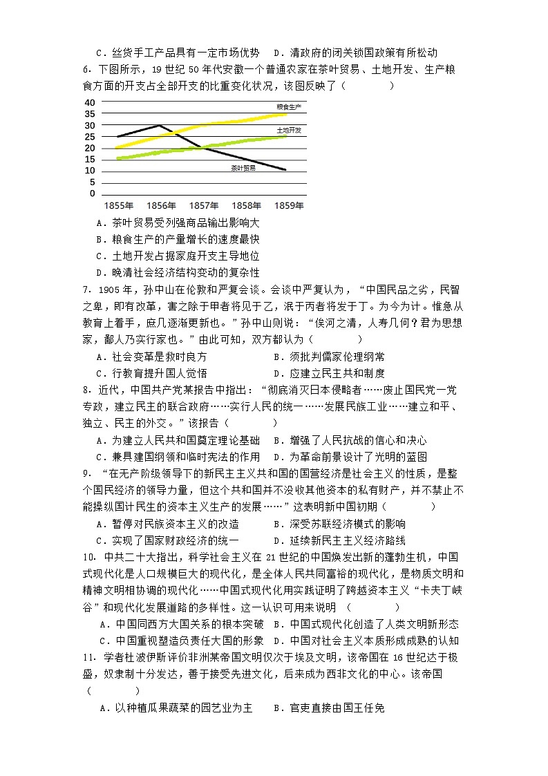 2024-2025学年江苏省泰兴市高三上学期期中考试历史试题第2页