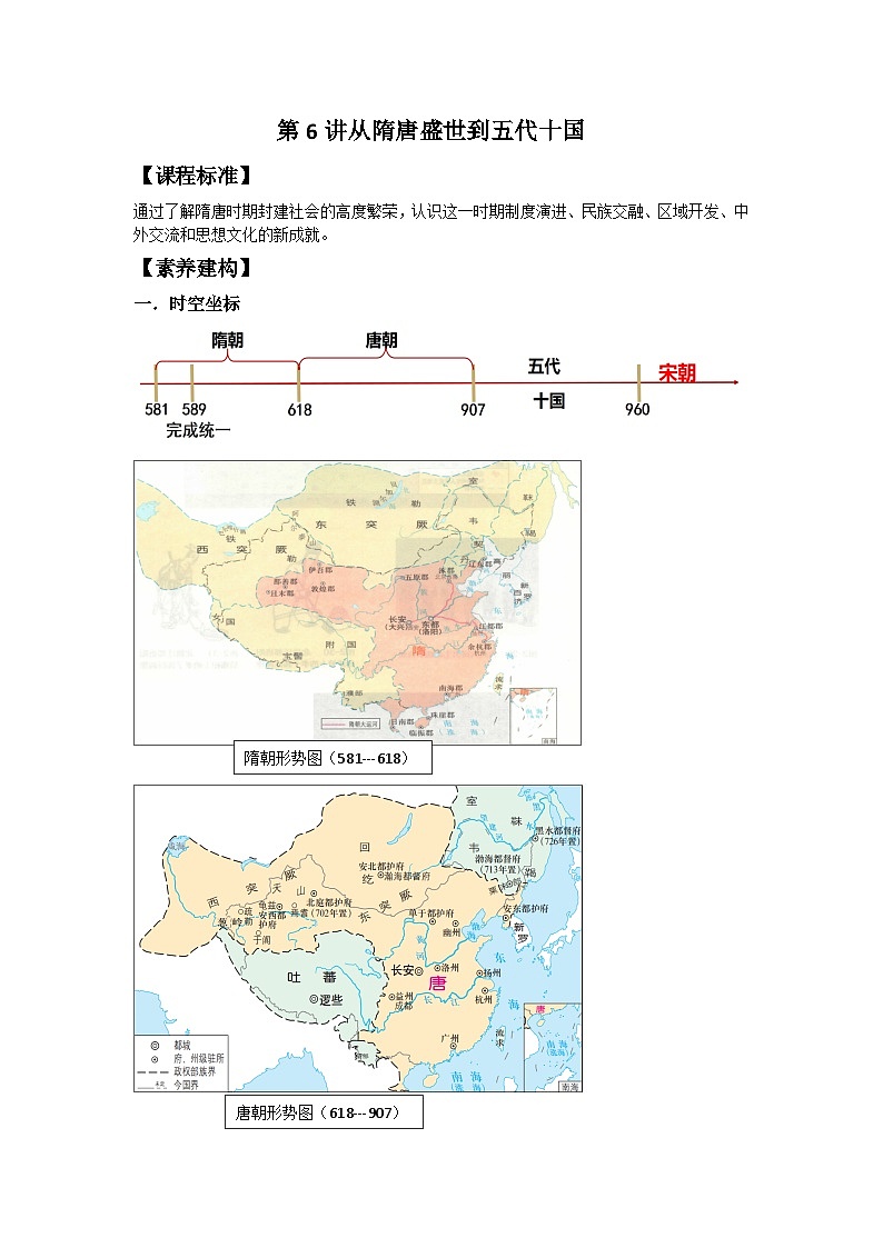 2025届高考历史一轮复习学案：第6讲 从隋唐盛世到五代十国第1页