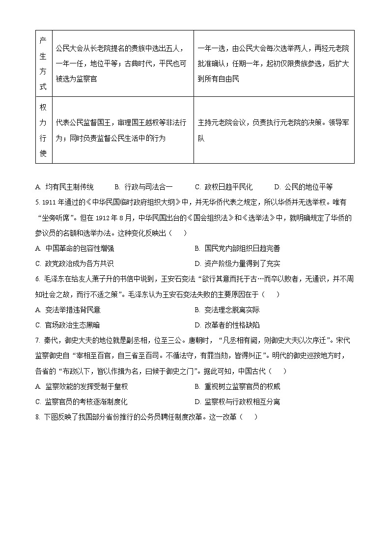 陕西省汉中市2024-2025学年高二上学期期中考试历史试题无答案第2页