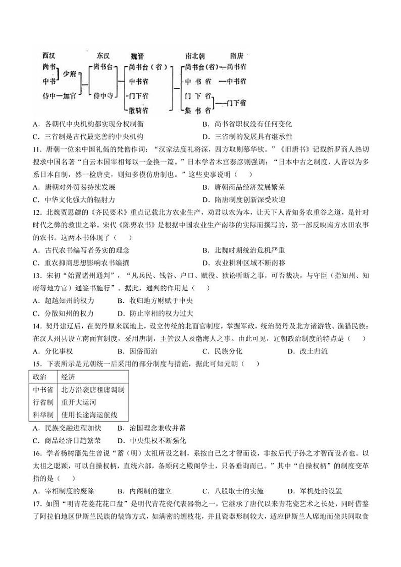 2024～2025学年江苏省苏州市高一(上)期中历史试卷(无答案)第3页