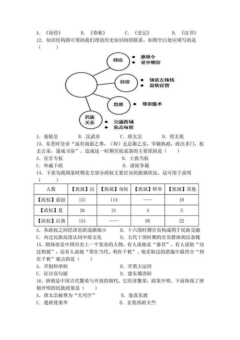 2024～2025学年江苏省响水中学清源高中高一(上)期中联考历史试卷(含答案)第3页