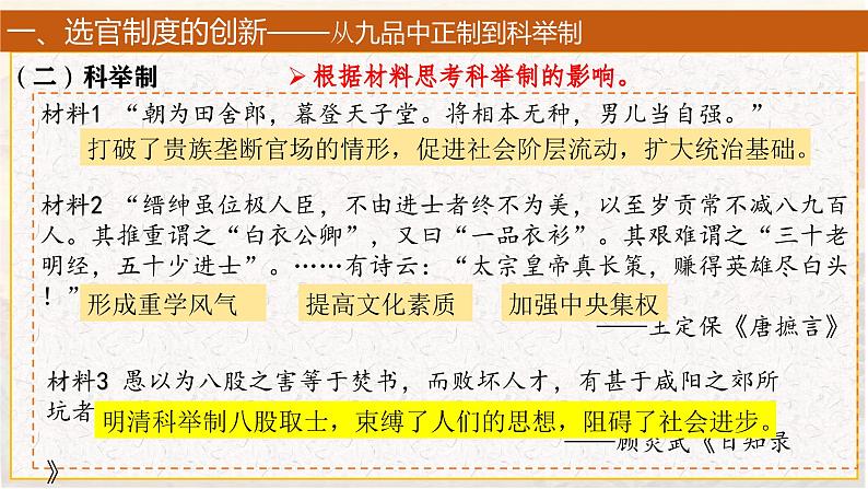 高中历史人教统编版必修中外历史纲要上《隋唐制度的变化与创新》课件第7页