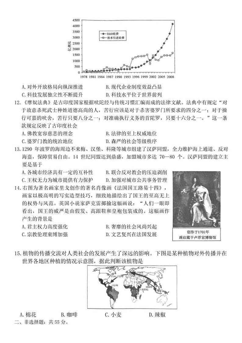 2024～2025学年重庆市南开中学高三(上)12月月考历史试卷(含答案)第3页