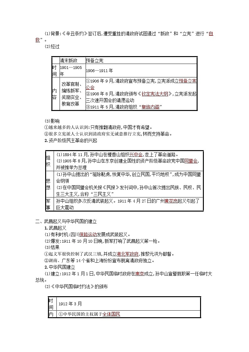 新教材高考历史一轮总复习第六单元辛亥革命与中华民国的建立第11讲辛亥革命学案第2页