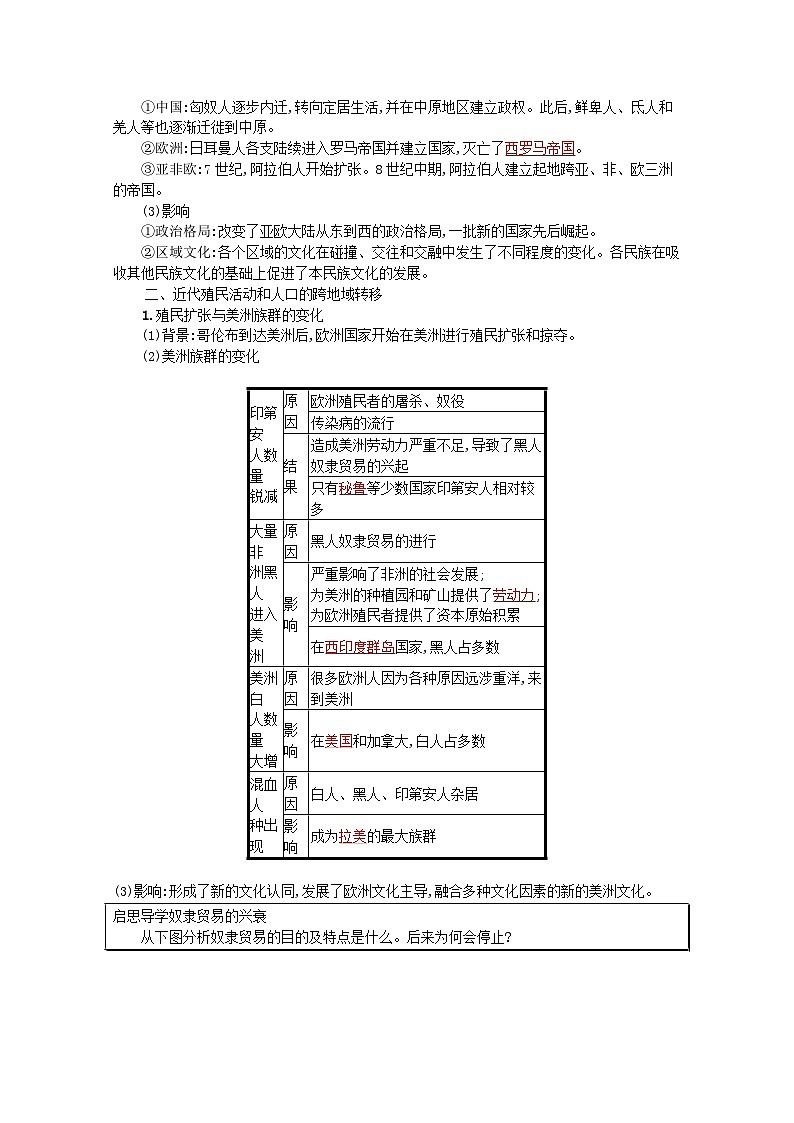 新教材高考历史一轮总复习第十六单元文化交流与传播第44讲人口迁徙文化交融与认同学案第2页
