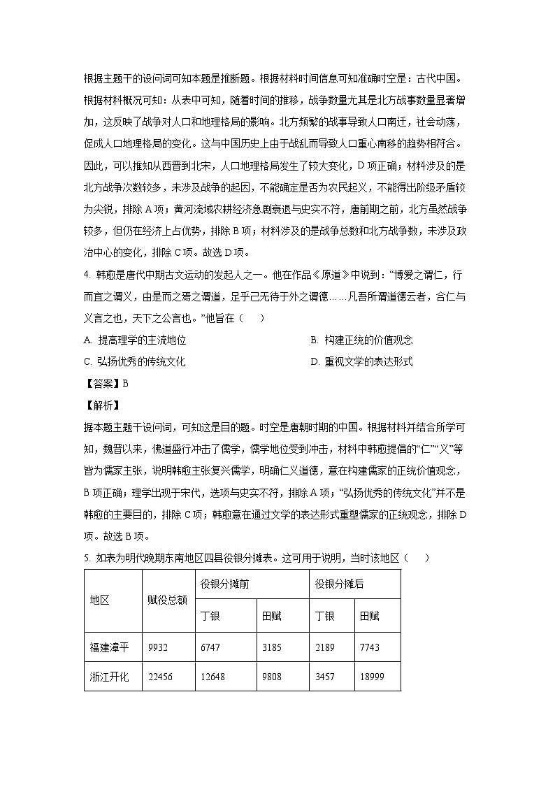 2024~2025学年贵州省贵阳市高三上学期11月质量监测历史试卷(解析版)第3页