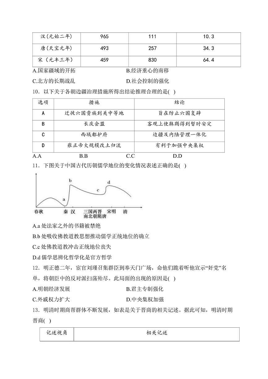 2024～2025学年吉林省四平市第一高级中学等三校高一(上)第三次联考历史试卷(含答案)第3页
