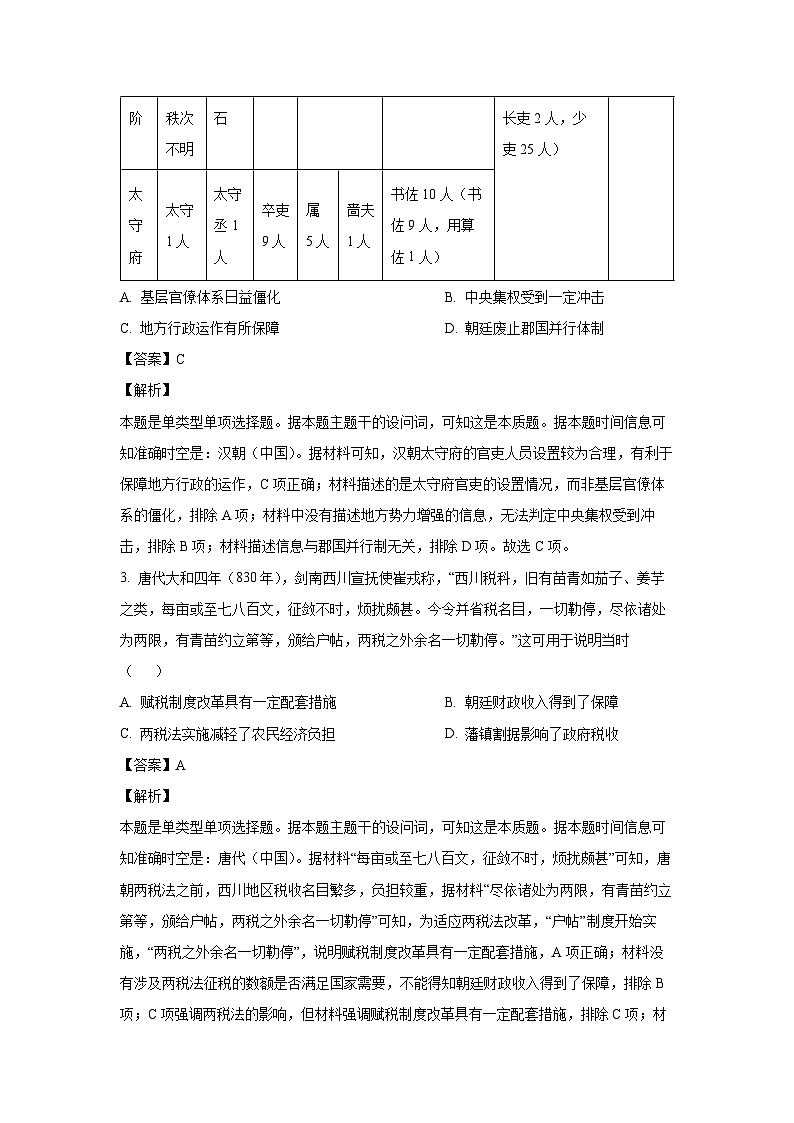 2024届河北省高三(上)期末历史试卷(解析版)第2页
