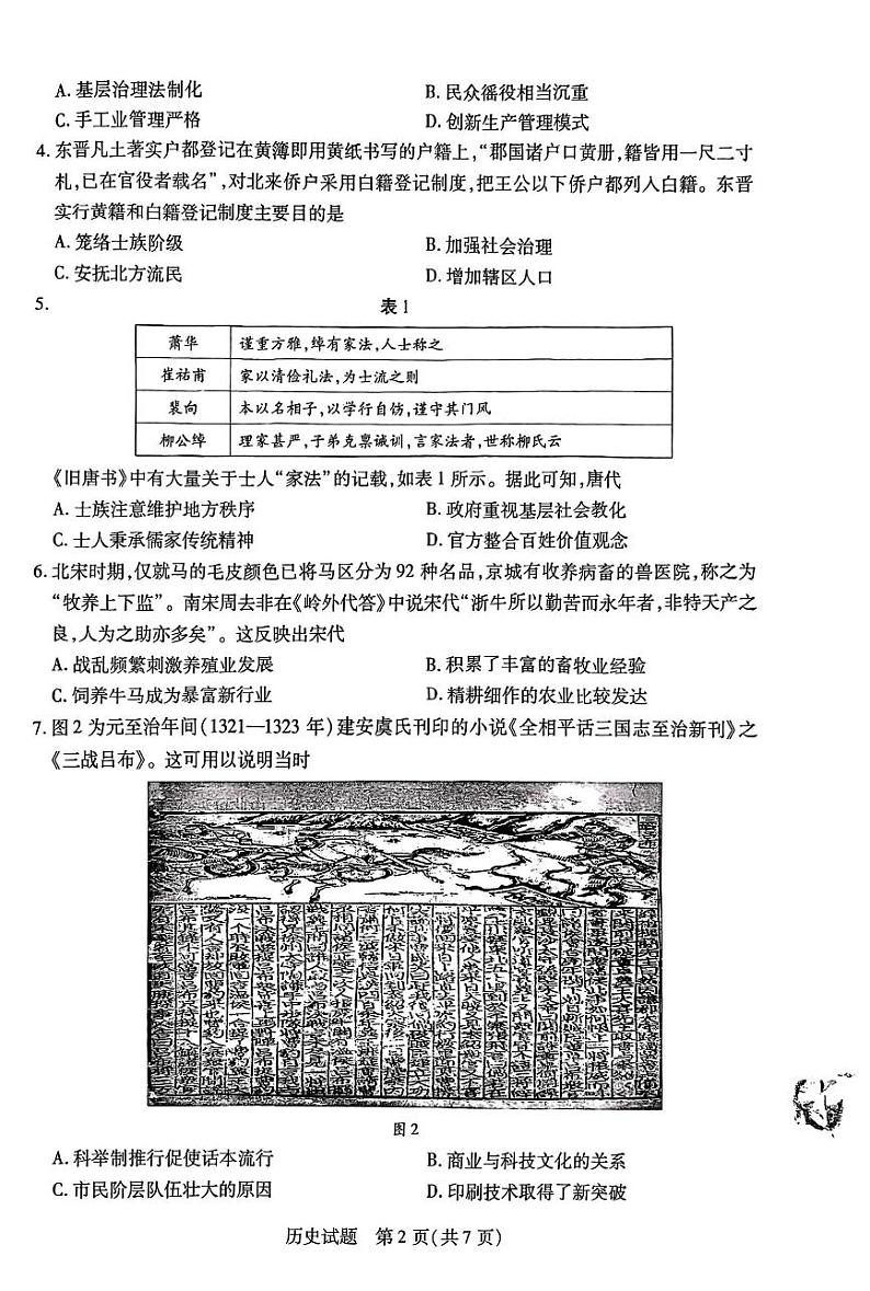 安徽省卓越县中联盟2024-2025学年高三上学期11月期中考试历史试题（PDF版附解析）第2页