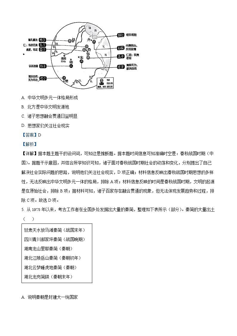 安徽省皖中名校联盟（合肥市第八中学）2024-2025学年高一上学期期中检测历史历史试卷（解析版）第3页