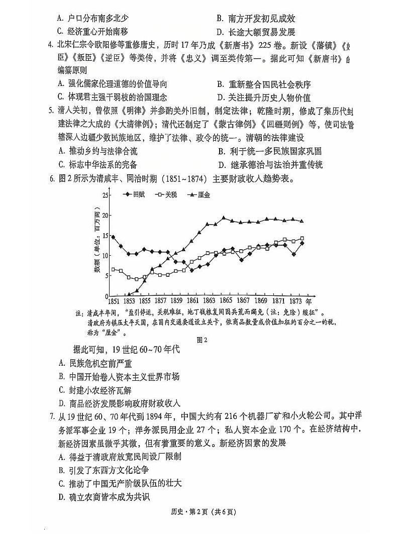云南省云南师大附中2025届高三上学期适应性月考-历史试卷+答案第2页