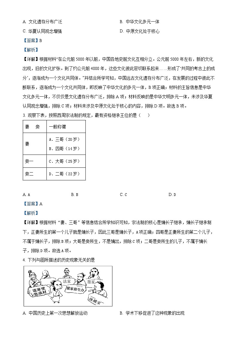 天津市南仓中学2024-2025学年高一上学期期中考试历史试卷（解析版）-A4第2页