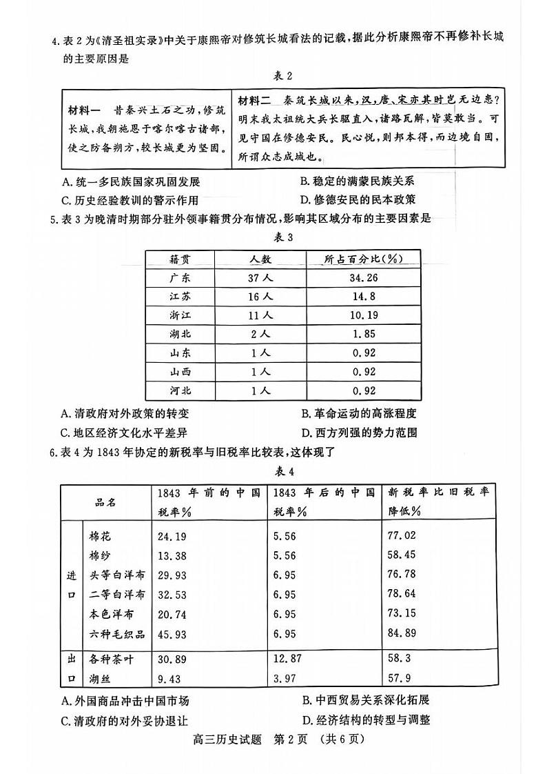 历史丨山东省名校考试联盟2025届高三12月全省阶段性检测历史试卷及答案第2页